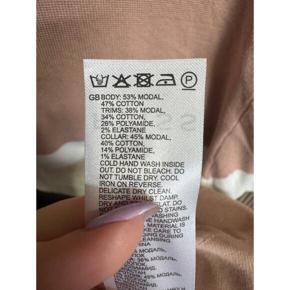 Reiss Primo Press Stud Polo Shirt Colorblock Short Sleeve Pink White Size XXL - Picture 12 of 14